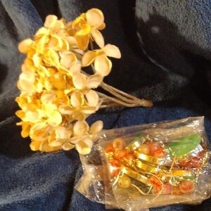 Artificial Yellow Flower Bouquet with Beads For Crafting
